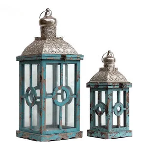 Blue Rectangular Lantern Set