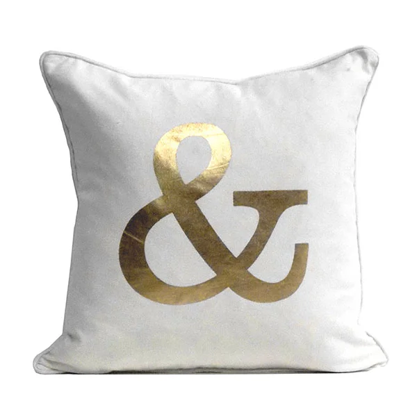 Gold & White Ampersand Pillow