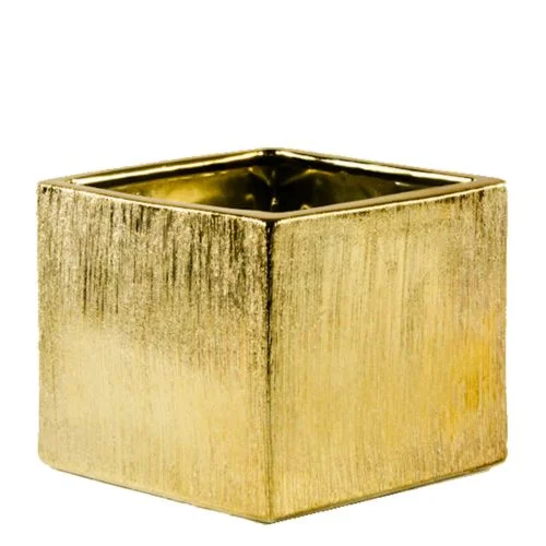 Gold Square Etched Vase