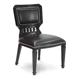 Faux Leather Studded Chair | Black