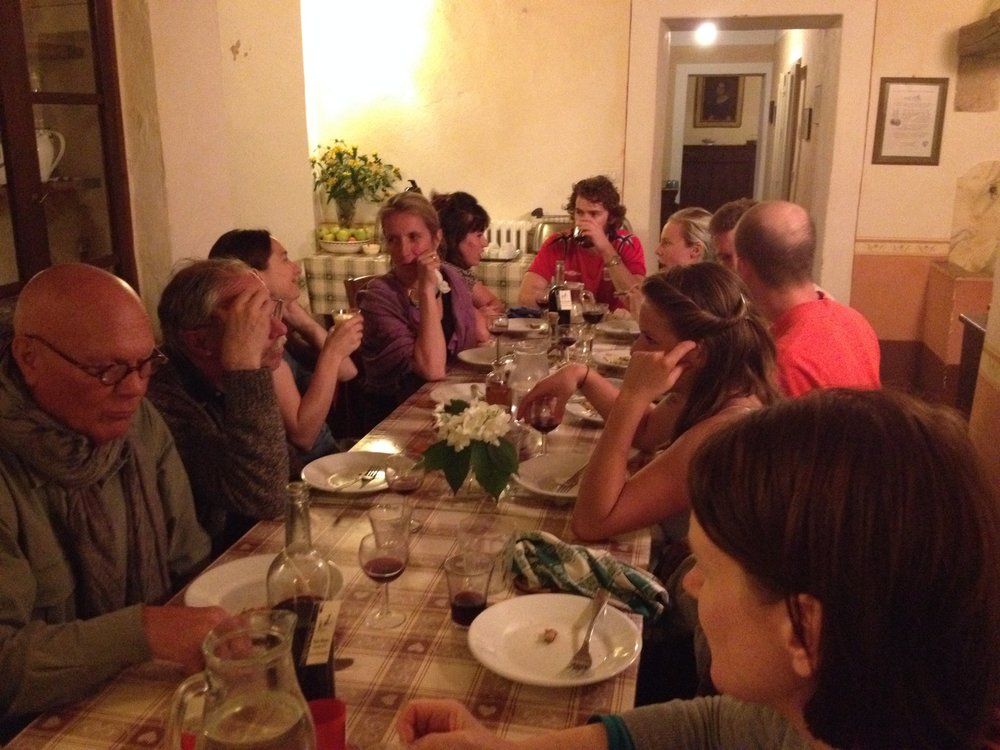 The evening dinner at Spannocchi included staff, farmers, ranchers, and guests