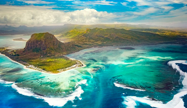 The Southwestern tip of the island of Maritius: Le Morne Brabant