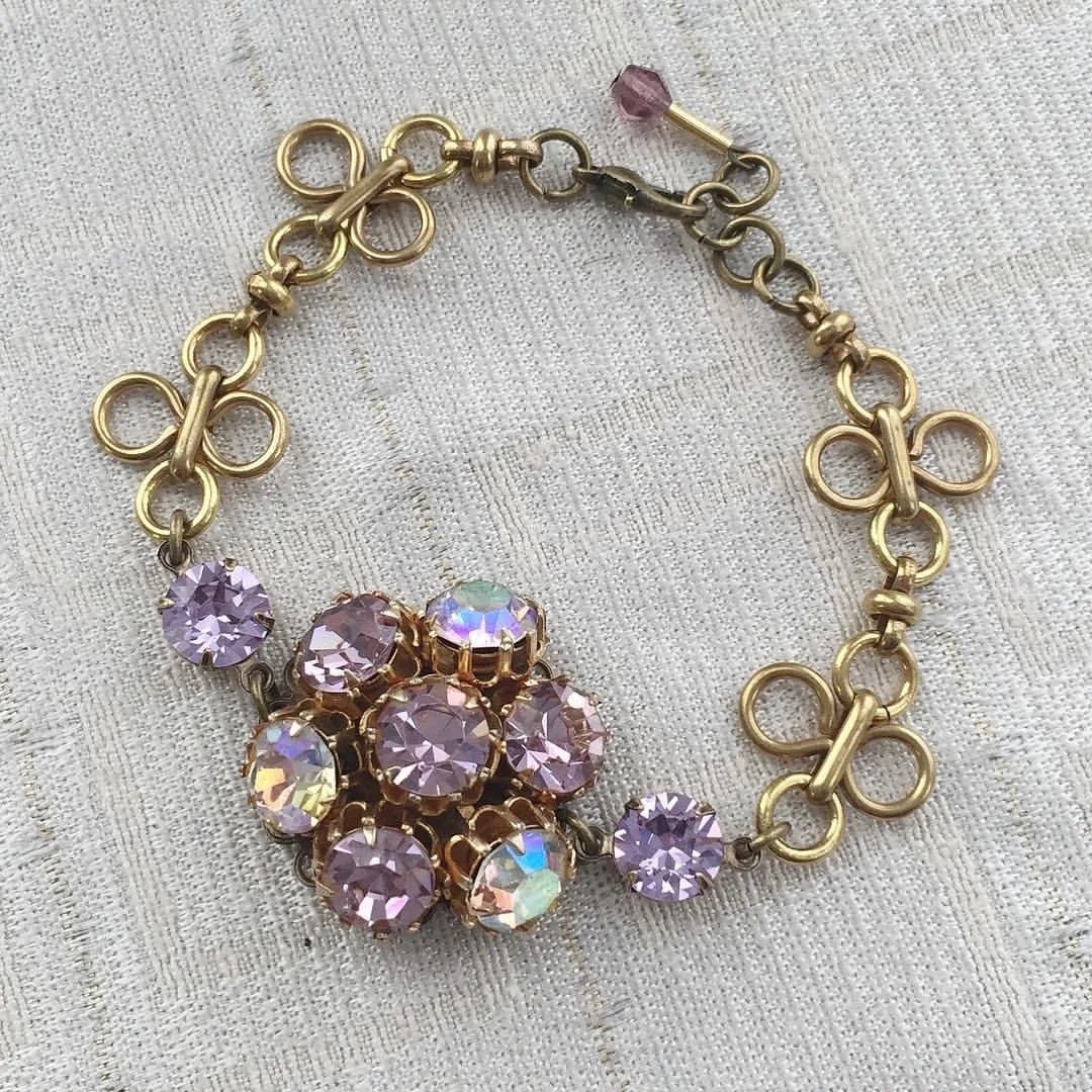 Mauve Rhinestone Cluster Bracelet.jpg