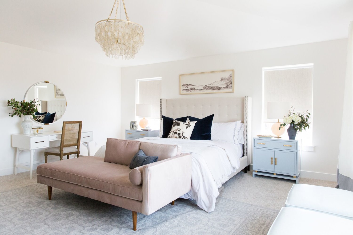 THIS PALE PINK LOUNGER IS ALL MY BEDROOM DREAMS COME TRUE. If our new master has enough room, I can't NOT have one of these. 