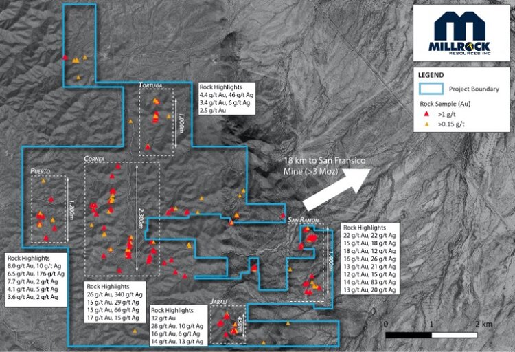 Figure 2. Plan View Map of Target Areas at El Picacho