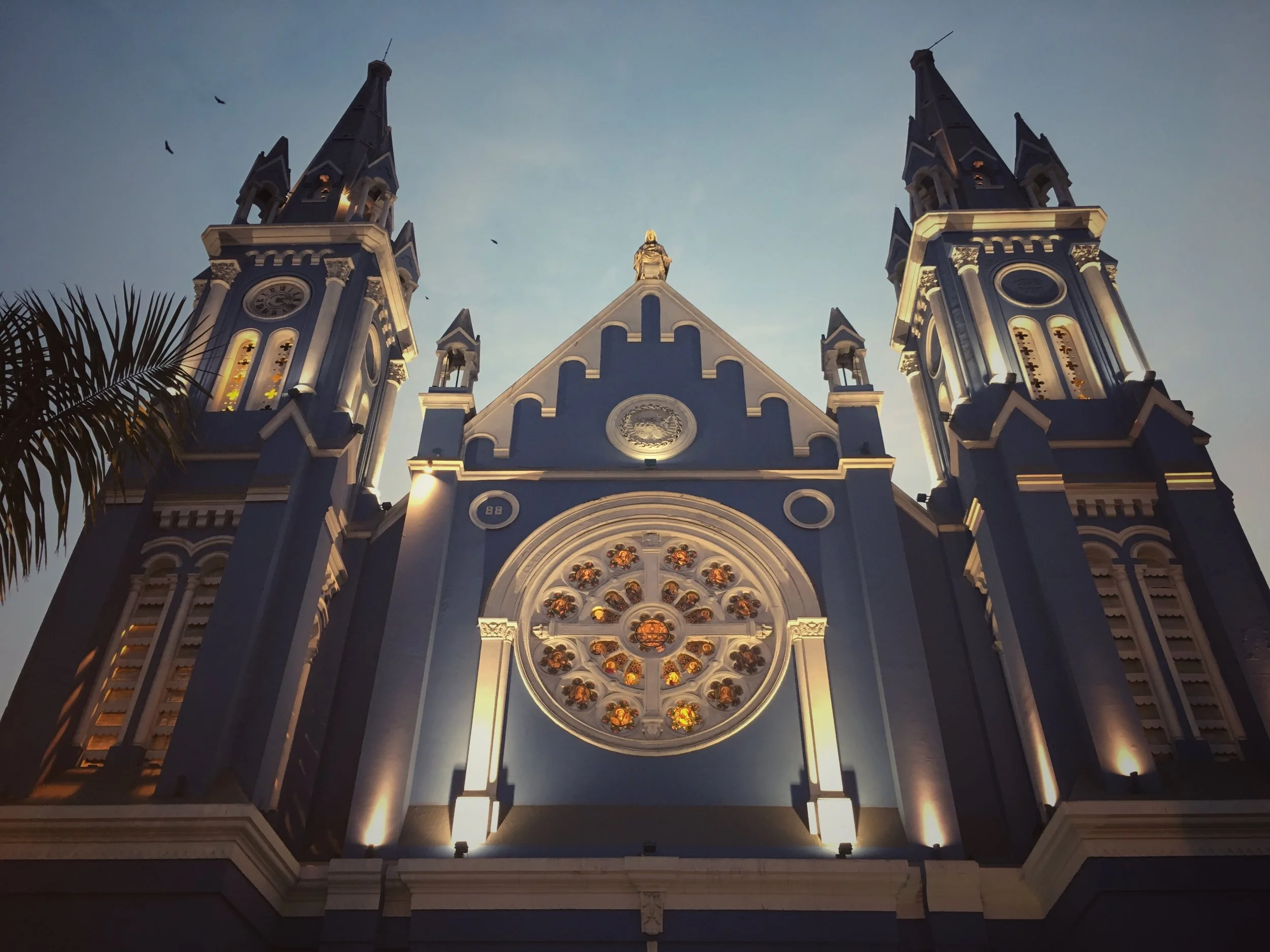 18th & 19th century churches and palaces, especially the sunset azure of iglesia la recoleta