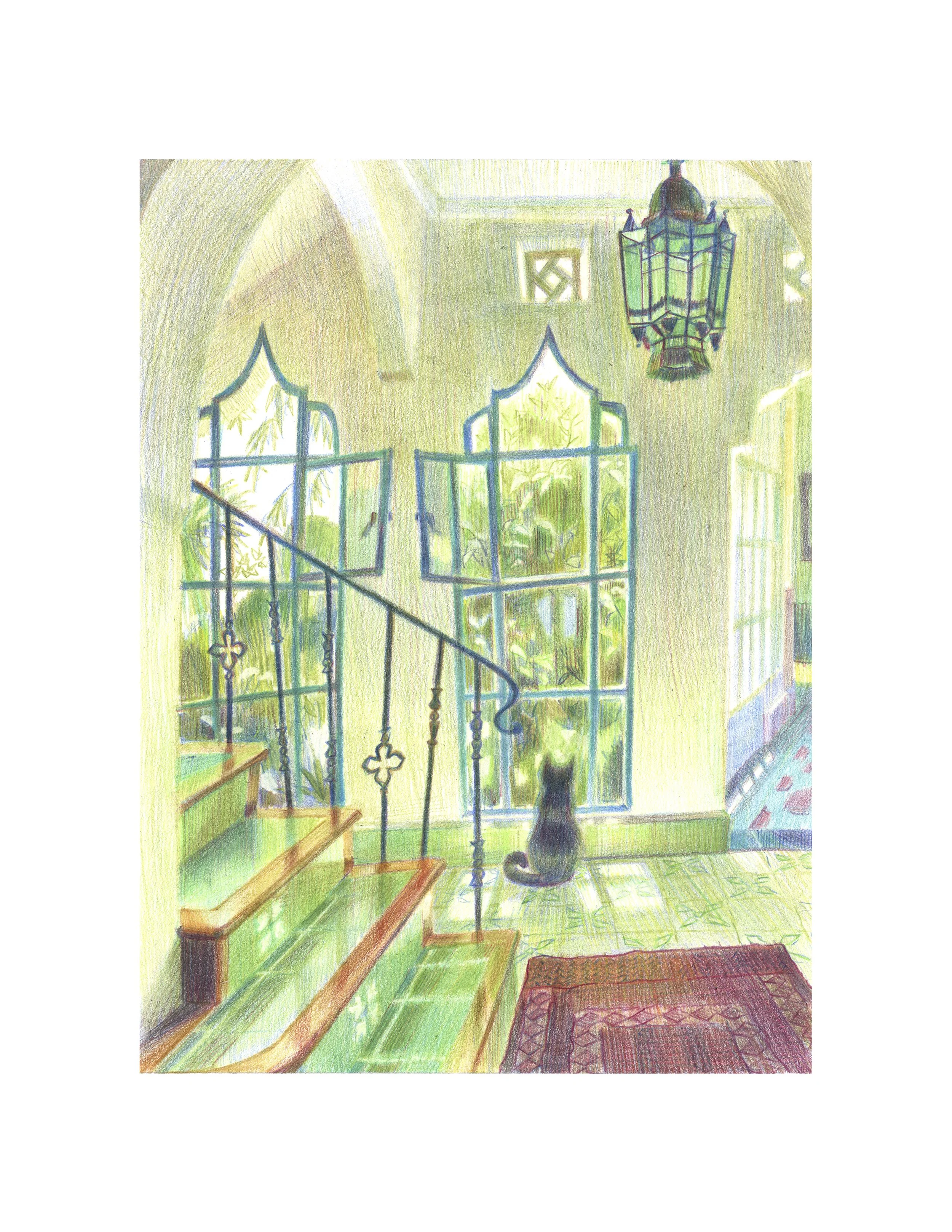 Cypress Breeze - Original Colored Pencil Artwork