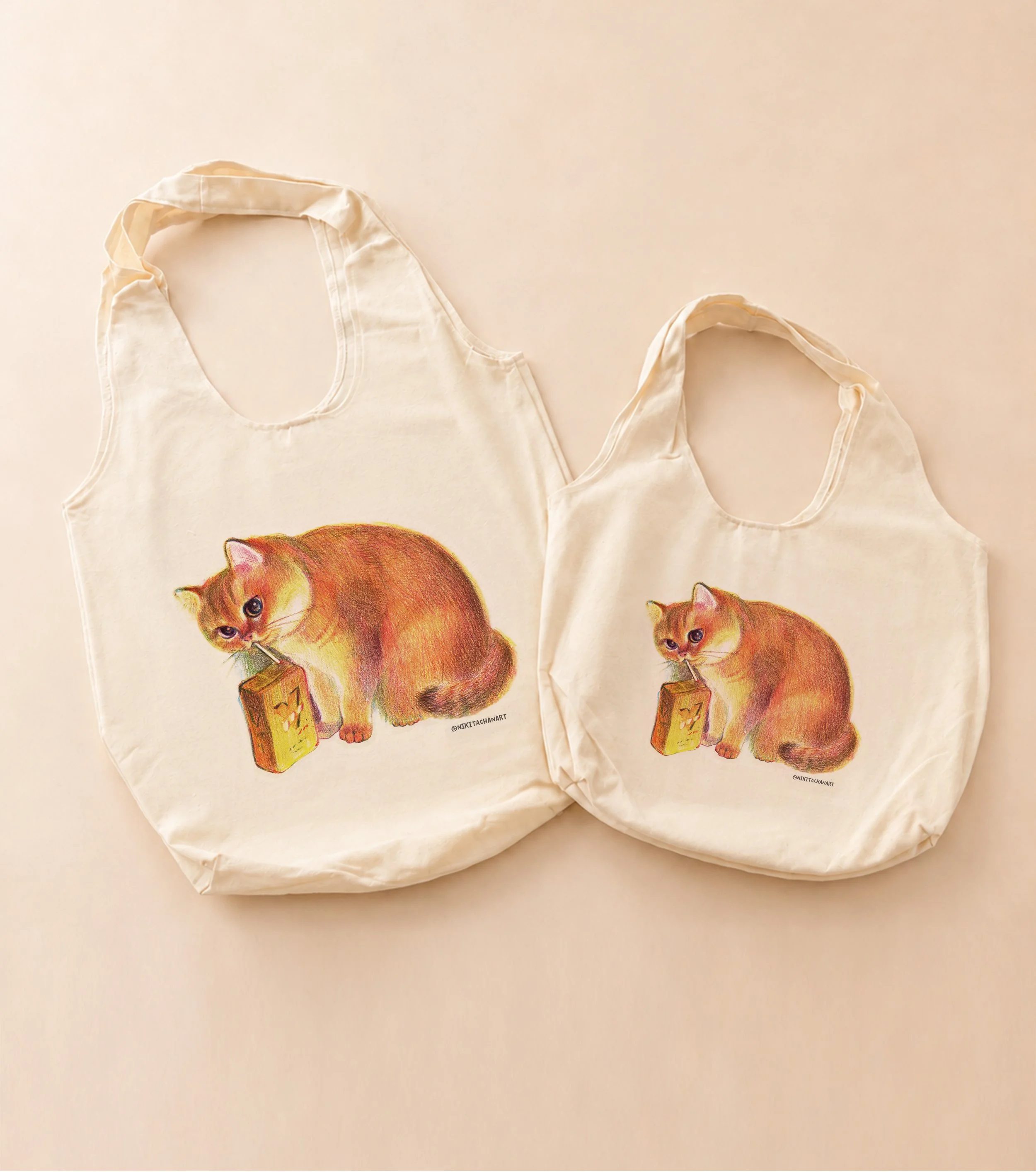 Juice Box Cat Canvas Tote