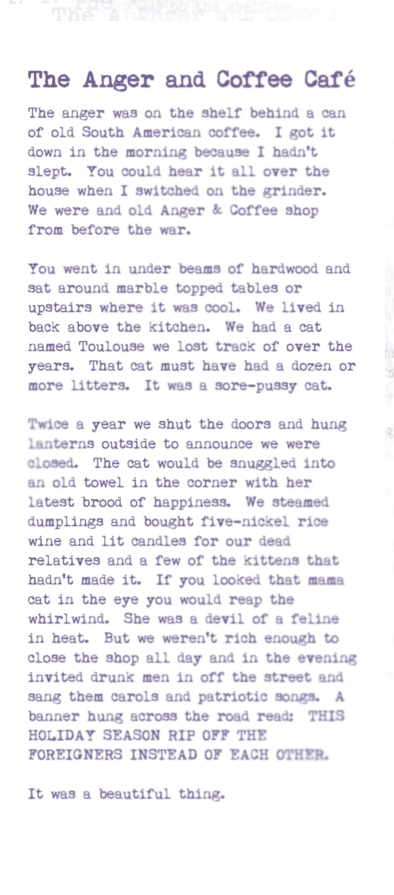 The Anger and Coffee Cafe