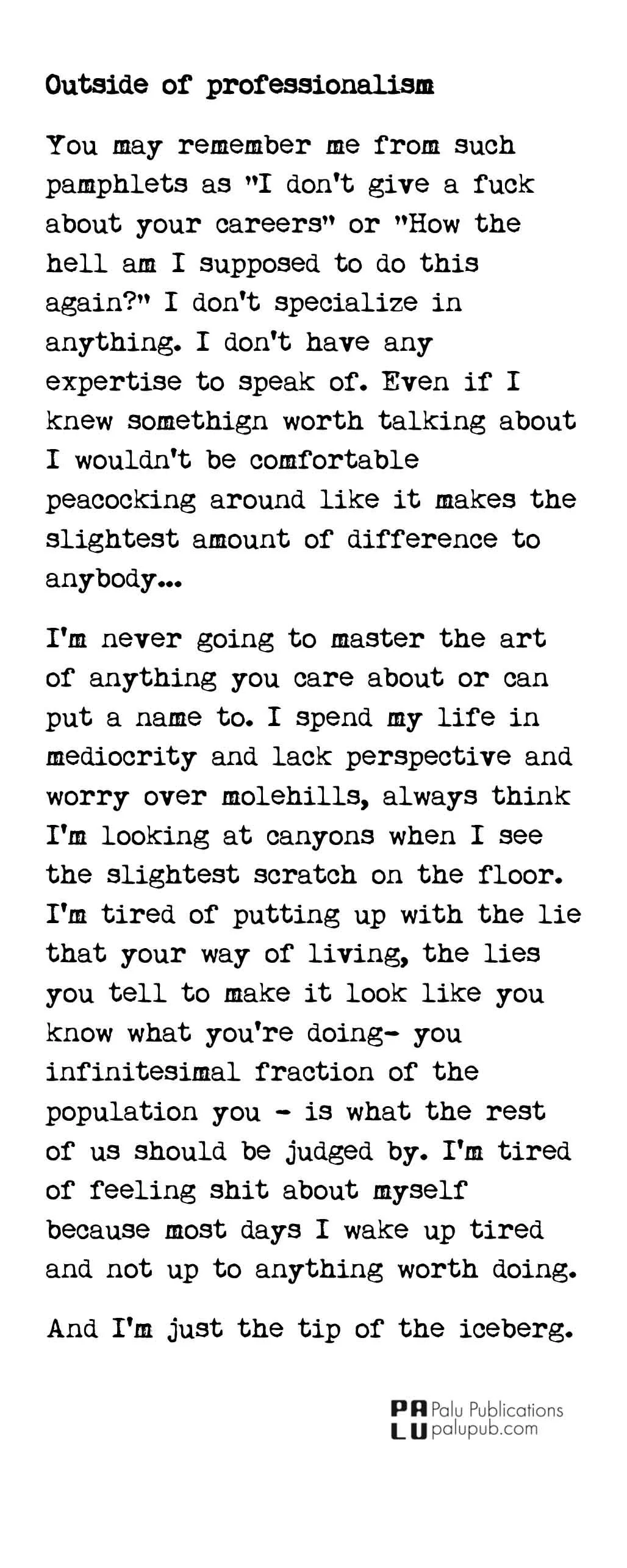 Outside of Professionalism