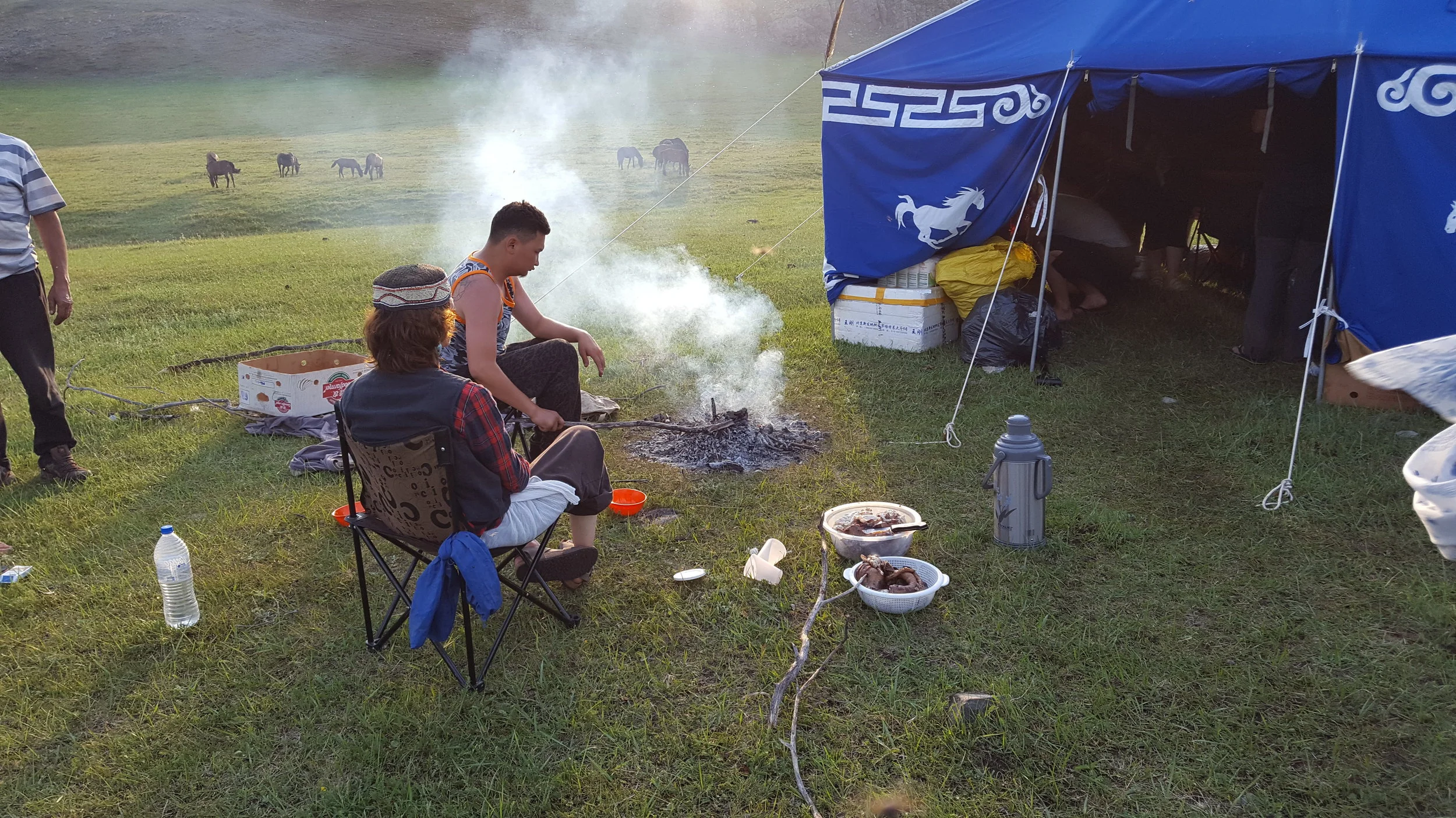 Outside the kitchen tent