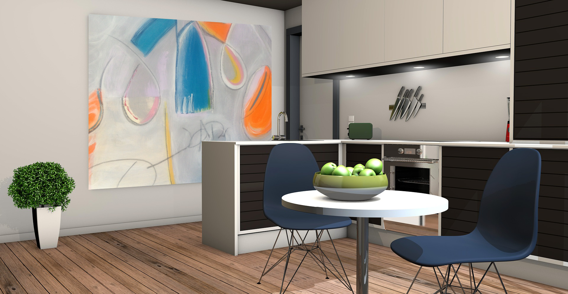 Commission Piece, 2016 presented large in modern kitchen