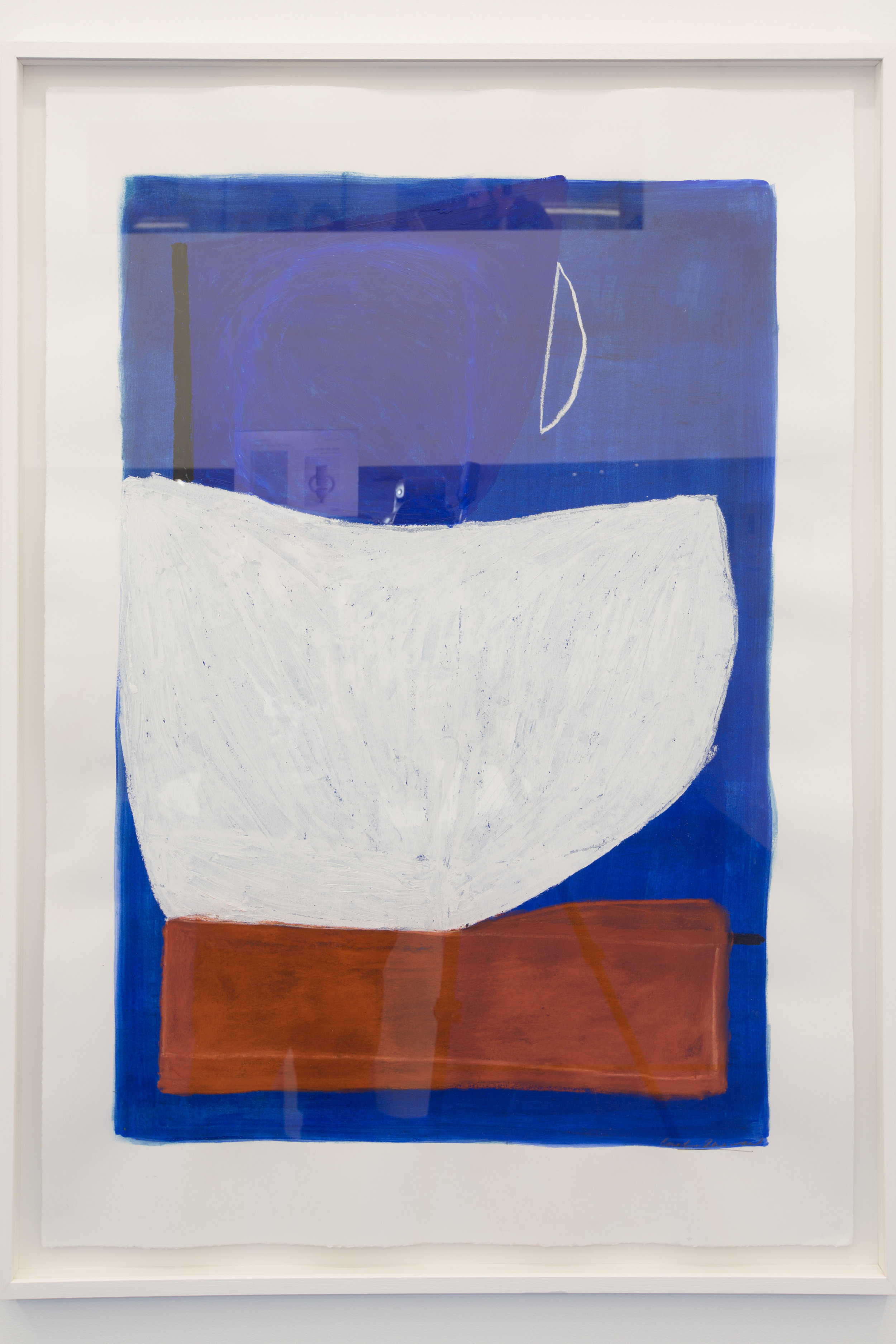 Caroline Denervaud , Équilibre et la lune , 2017. Caséine et pastel, 100 x 70 cm