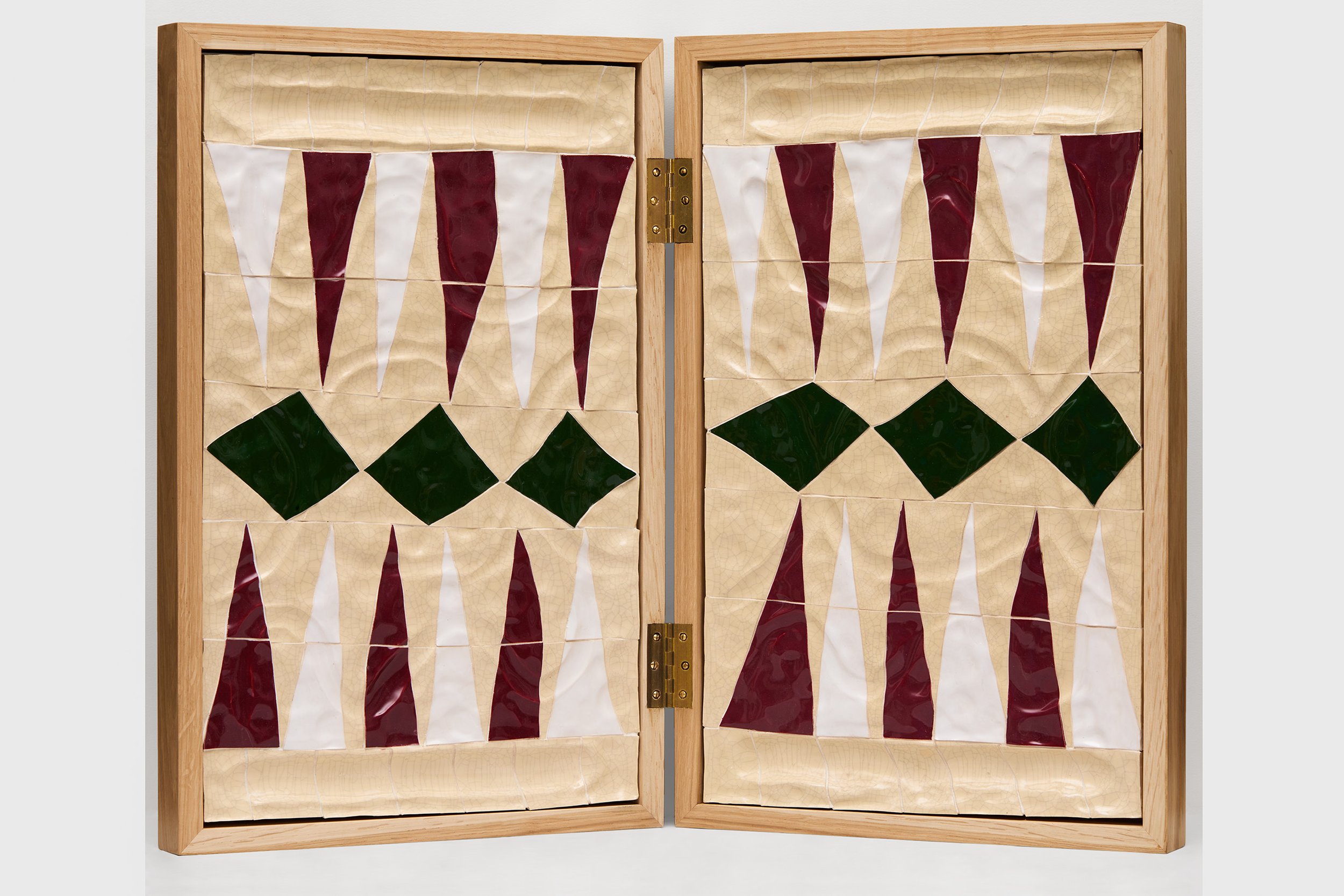   Backgammon , 2022  Earthenware on wood  86 x 66 x 5,5 cm  with on measure pedestal   INQUIRY  