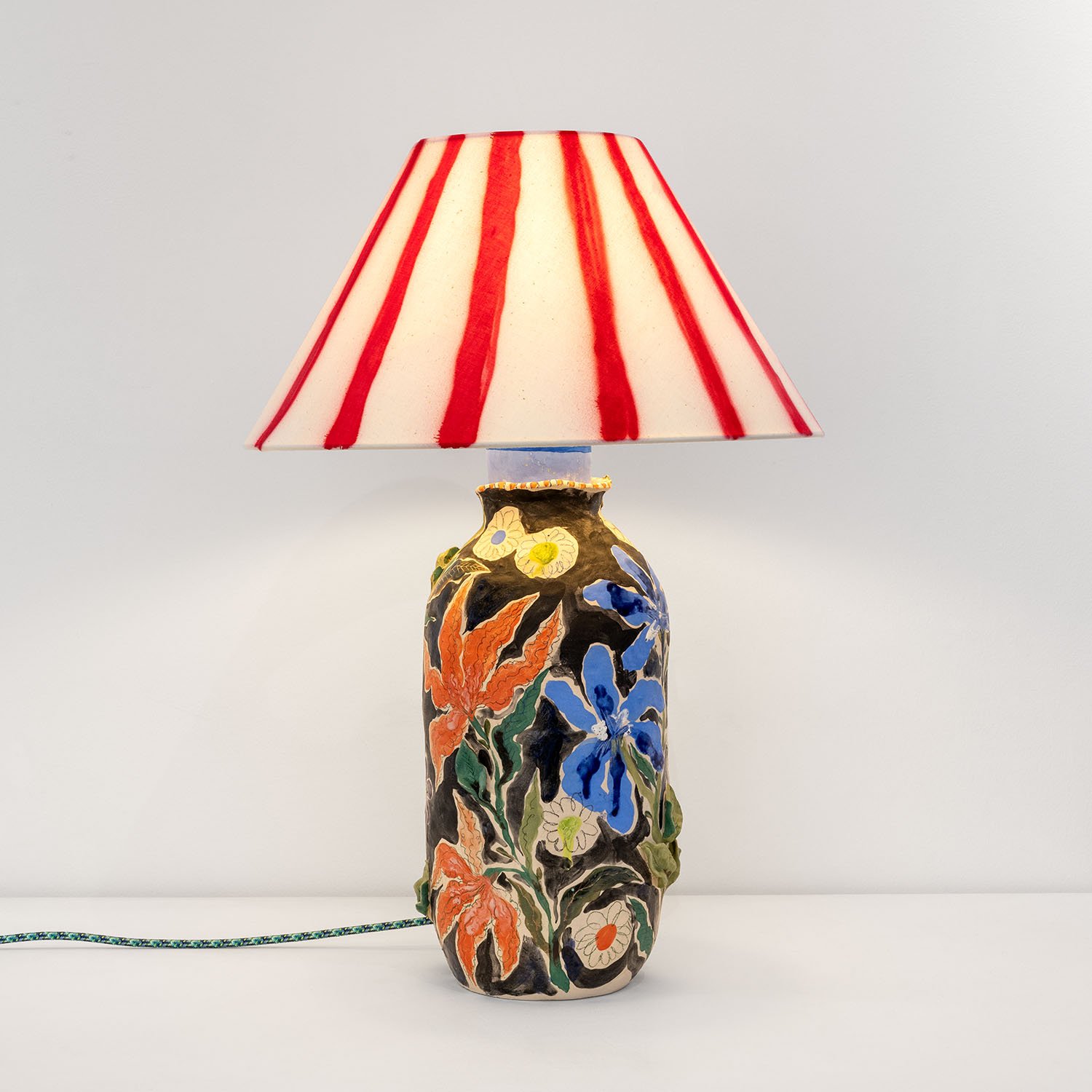   Camille Chastang   Lampe Femmage Botanique , 2024 Enamelled and engobed ceramic 58 x 43 Ø cm ·&nbsp;23 x 17 Ø in 