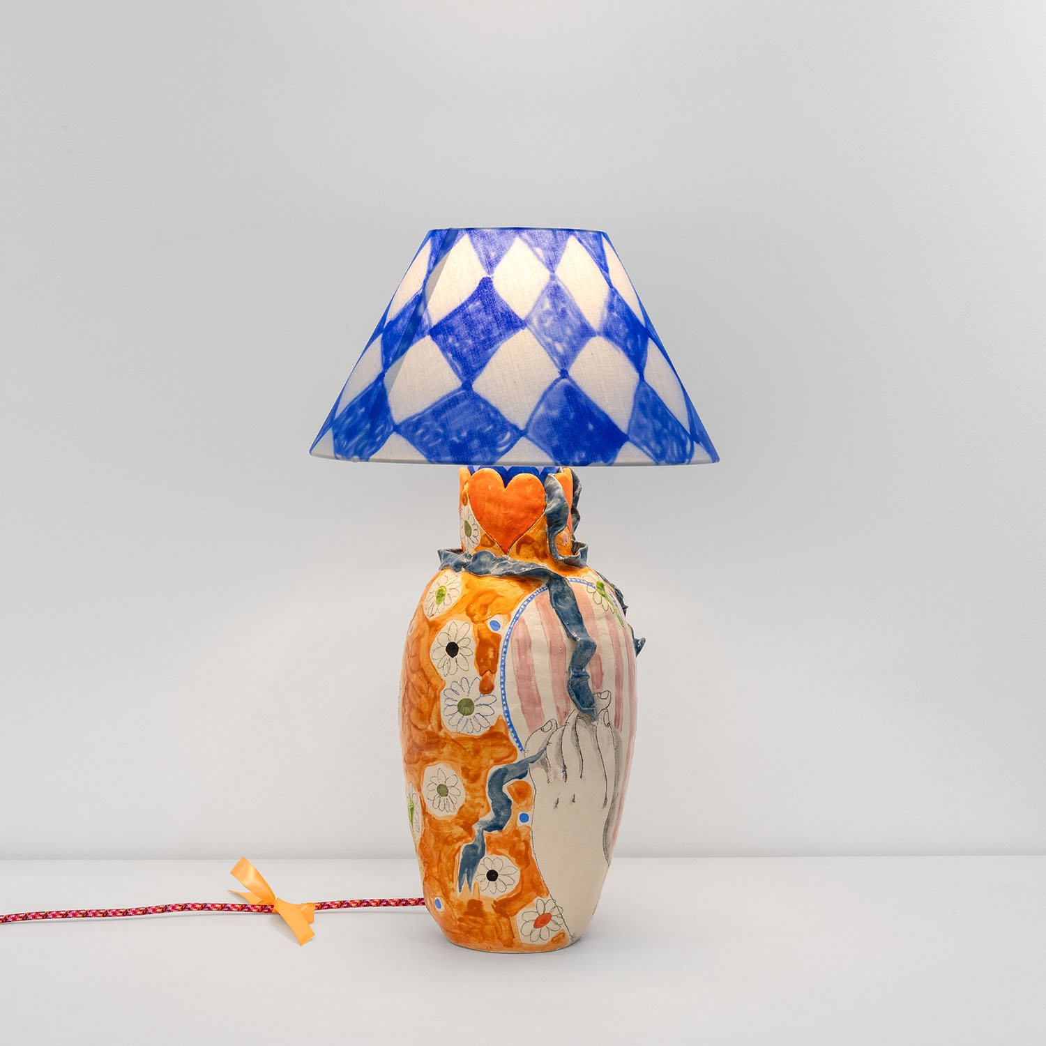   Camille Chastang   La lampe des bonnes amies , 2024 Enamelled and engobed ceramic 52 x 32 Ø cm · 20,5 x 12,5 Ø in 