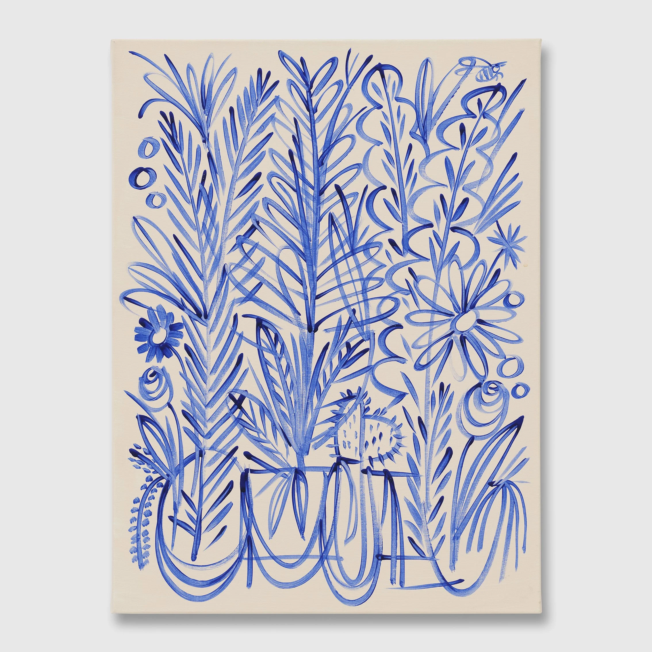   B.D. Graft   Blue , 2024 Acrylic on linen 80 x 60 x 4,5 cm · 31,5 x 23,5 x 1,5 in 