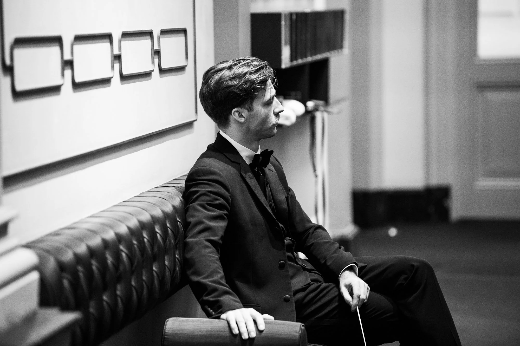  Conductor Lorenzo Viotti moments before taking the stage at the Royal Concertgebouw in Amsterdam, December 2023 