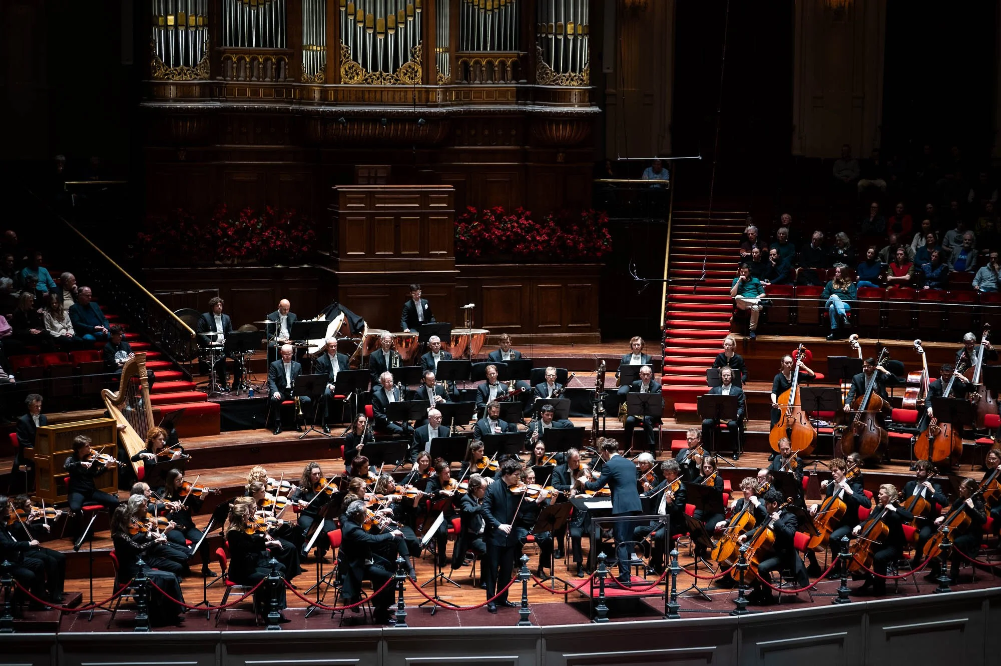  The Netherlands Philharmonic Orchestra conducted by Lorenzo Viotti at the Royal Concertgebouw in Amsterdam, with violinist Augustin Hadelich, December 2023 