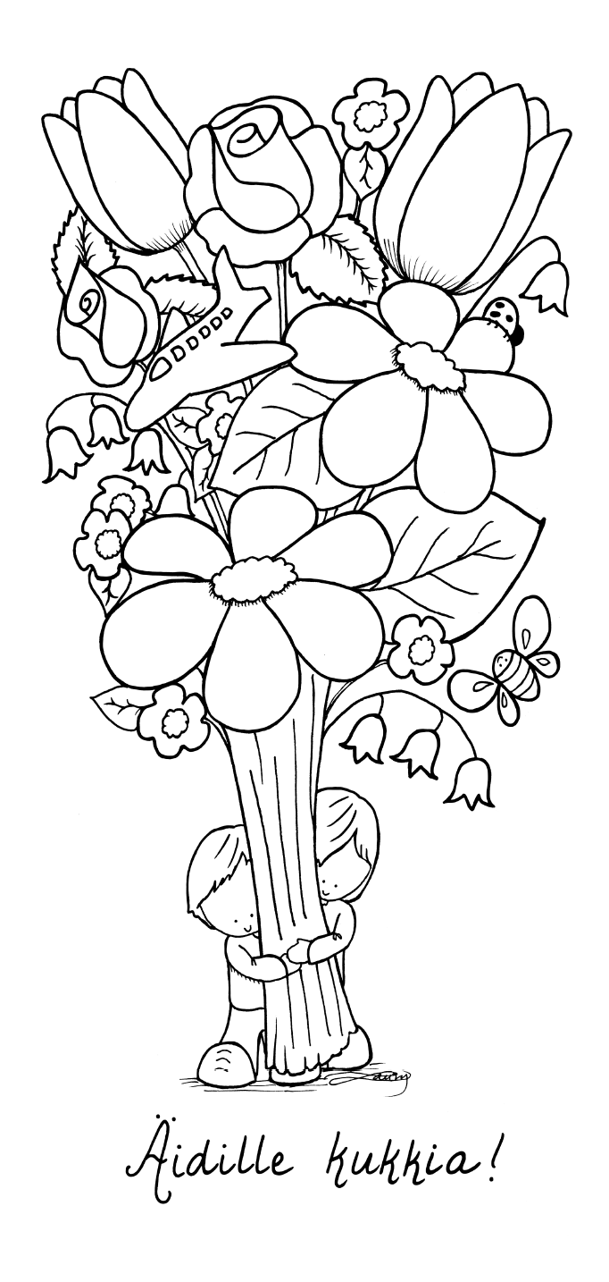 Väritettävä Äitienpäiväkortti (fin)