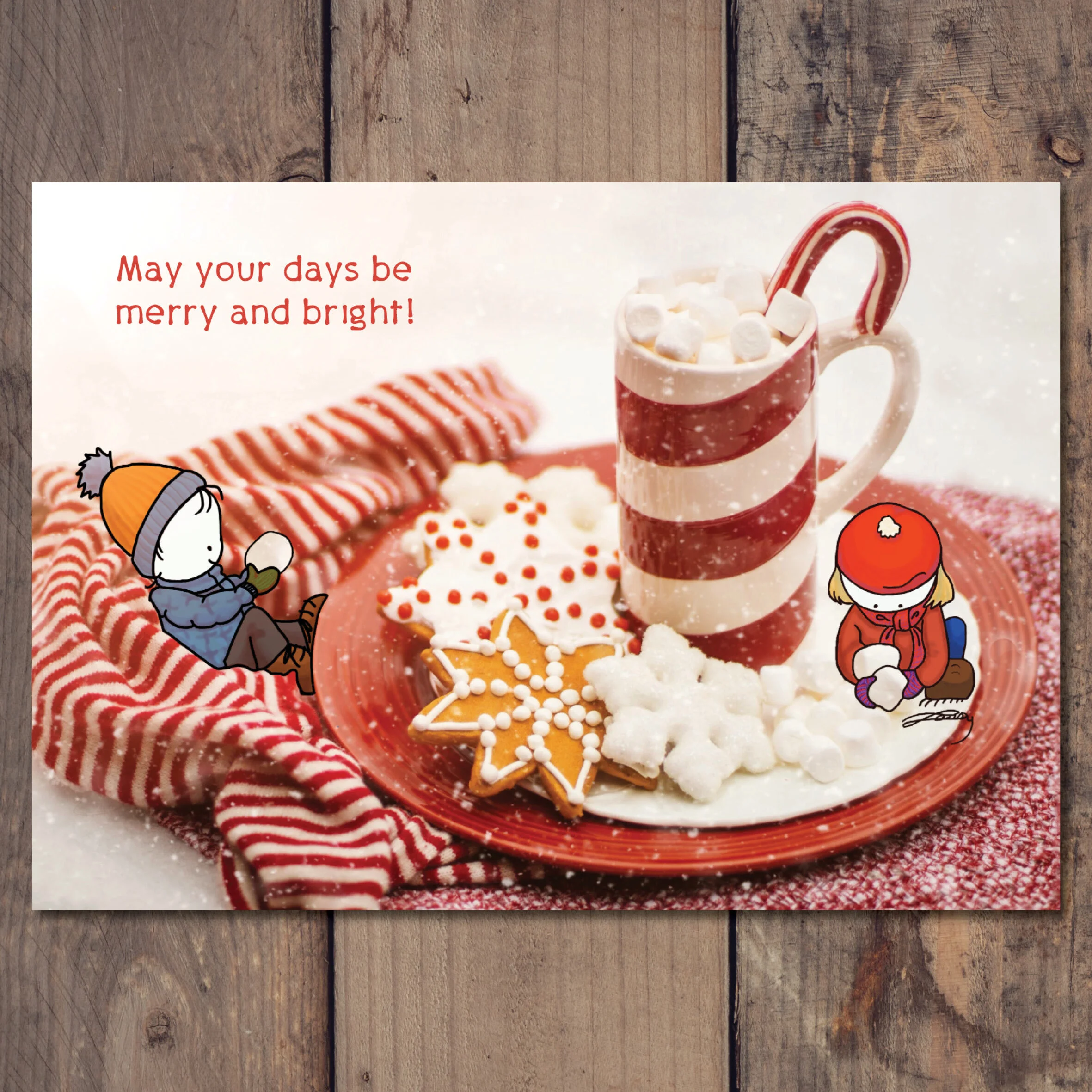 Merry and Bright postcard (eng)