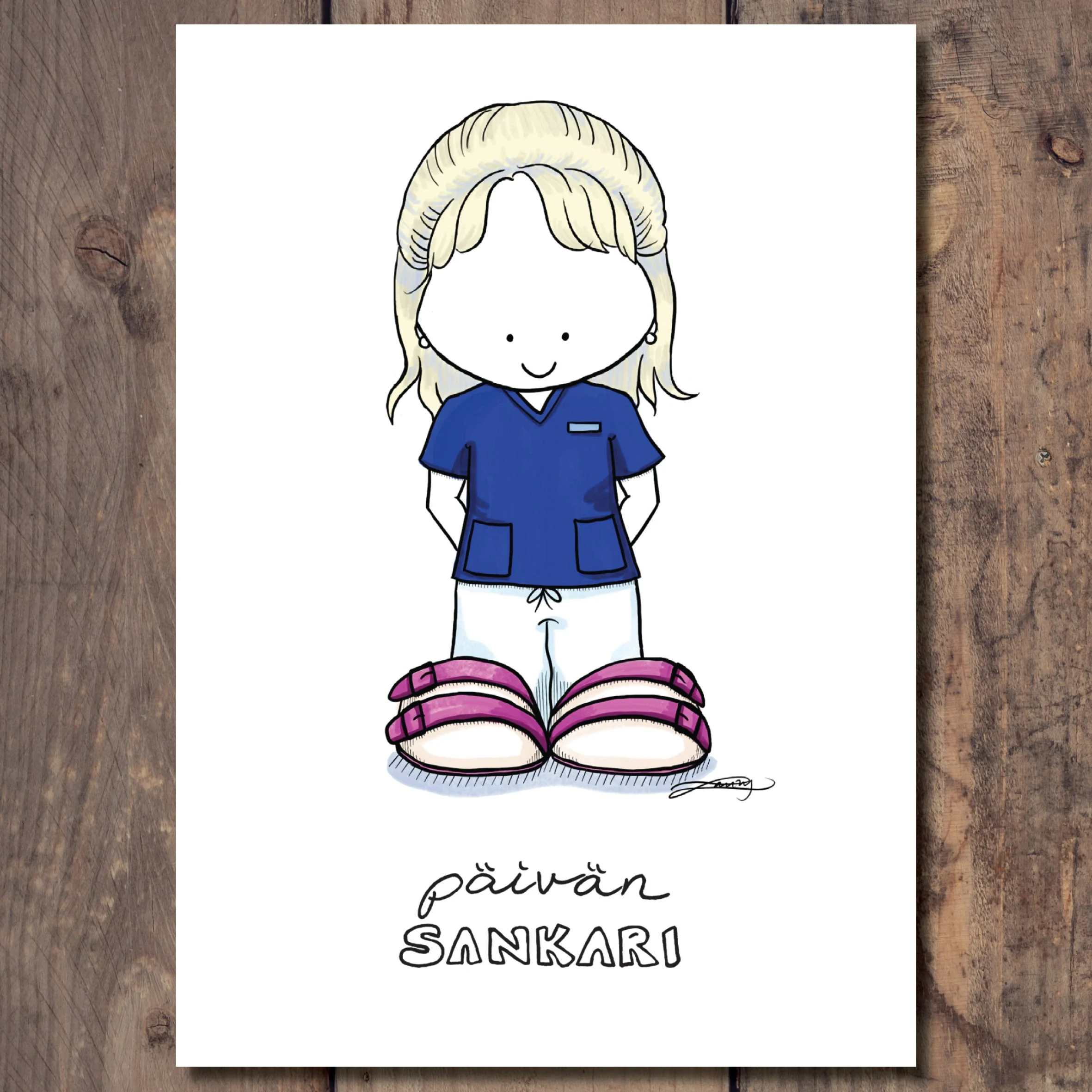 Päivän Sankari Superhoitaja postikortti (fin)