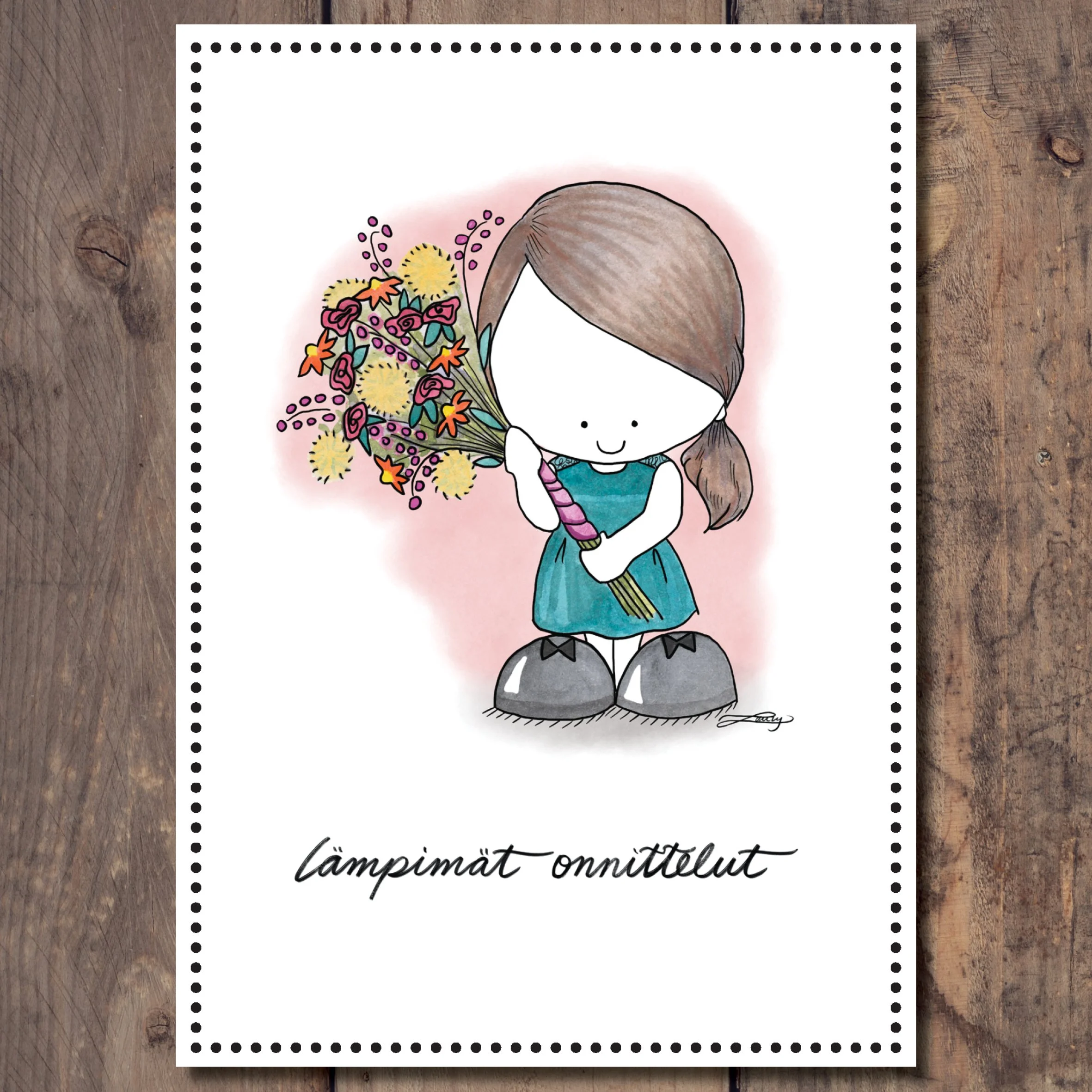 Lämpimät onnittelut postikortti (fin)