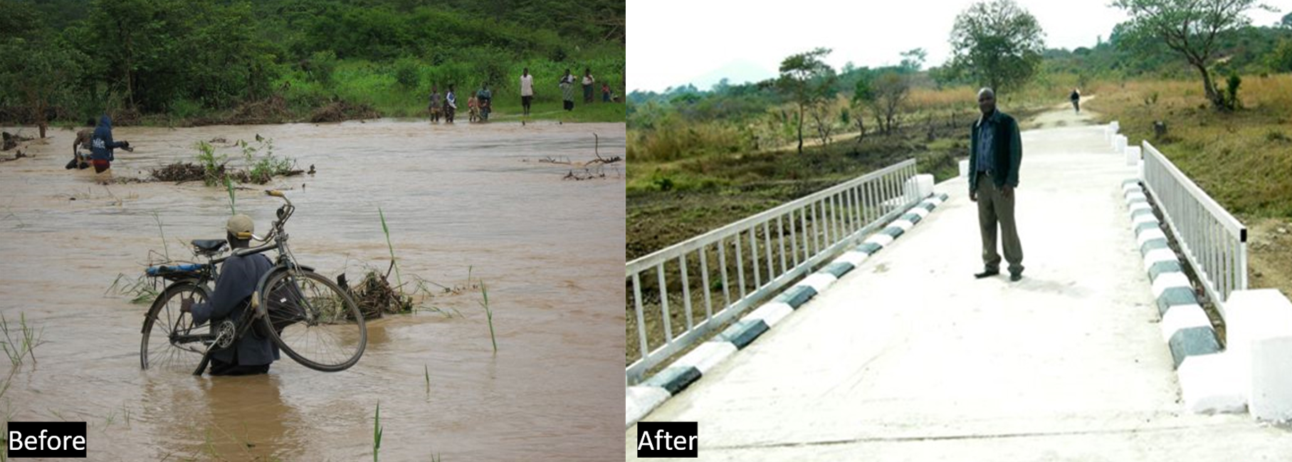 Before and after the bridge was constructed