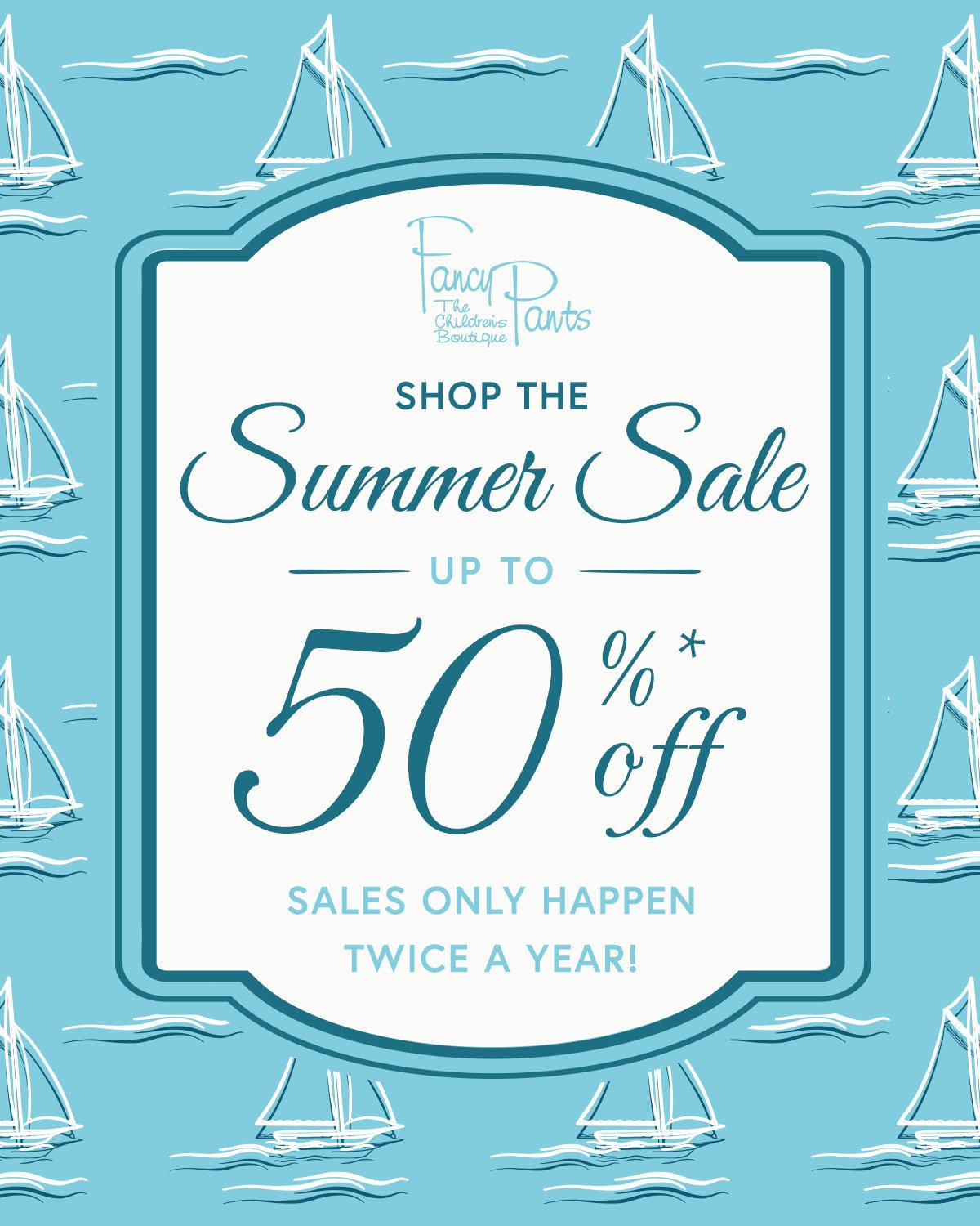Items marked down 30%, 40% and even 50% off for Spring and Summer merchandise! We only run two sales a year, so come in and shop designer brands at a fraction of the full price.

💙 Final Sale
All purchases from the Summer Sale are listed as Final Sa