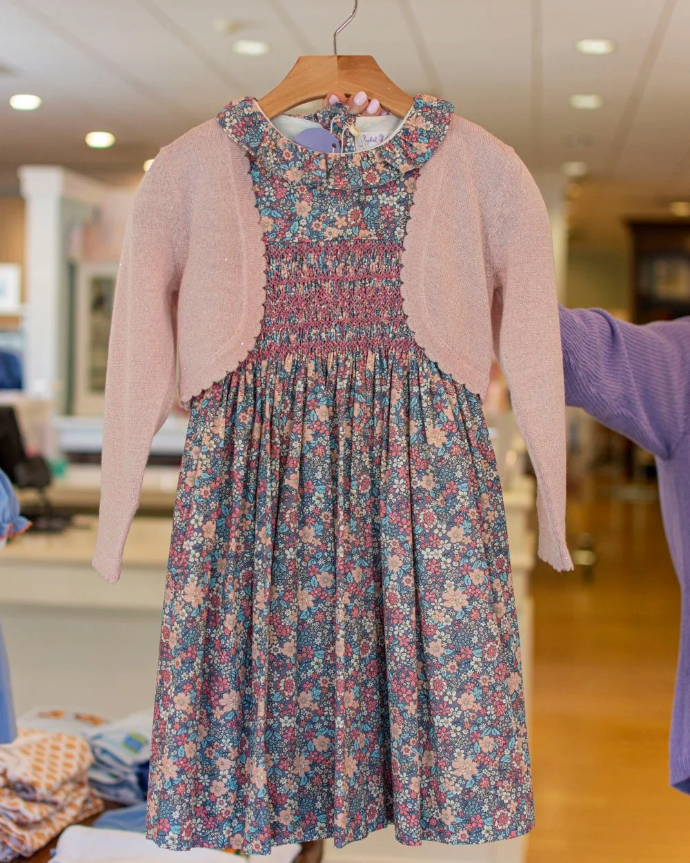 Happy Saturday! These new boleros from Rachel Riley are perfect for cooler temps to extend the wearability of so many outfits. We have them in slight sparkle pink and cream.