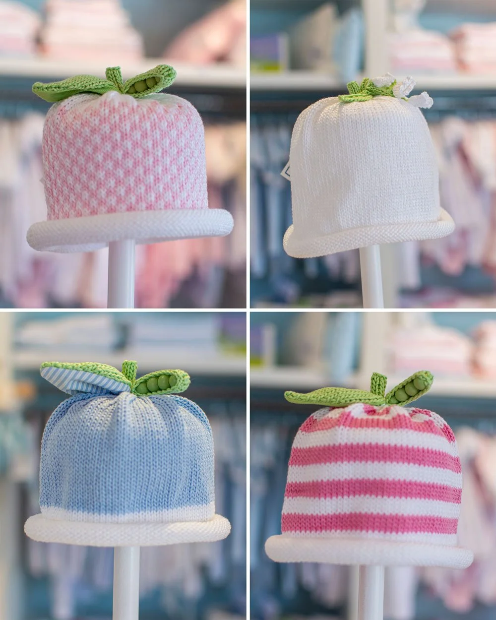 Swipe to see our sweet pea hats in stock! 🫛 These are a classic and adorable gift for any 2026 baby.