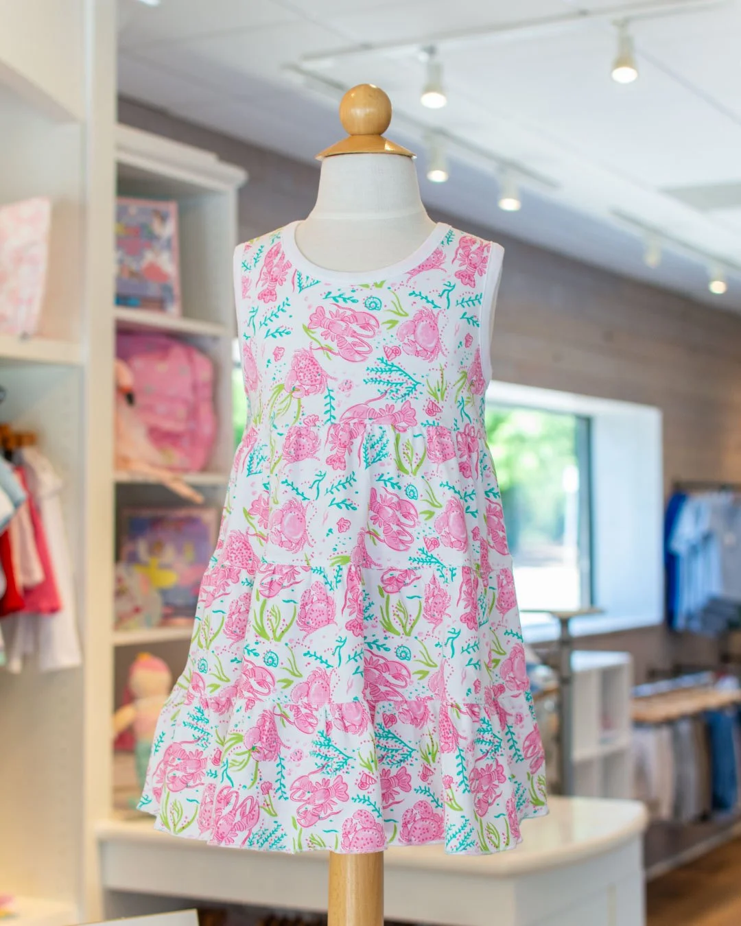 It feels like summer! 🔅 A tiered lobster play dress from Luigi. 🦞 Two strawberry print outfits from The Beaufort Bonnet. 🍓
