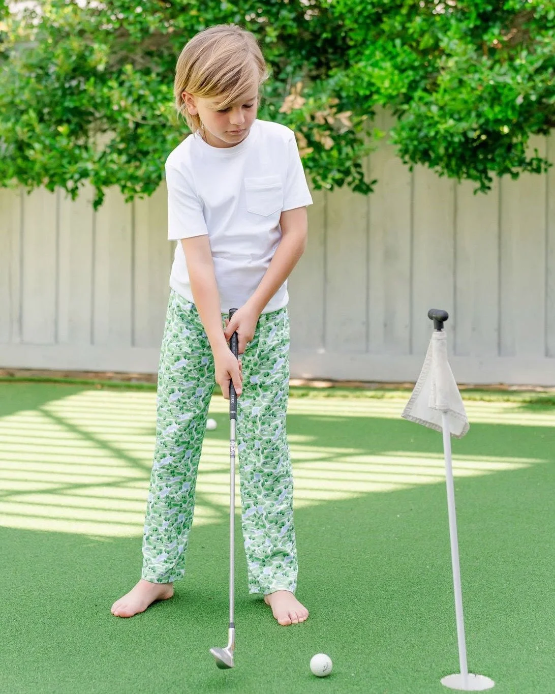 Lila and Hayes' hangout pant in "Par For The Course" print is made from pima cotton and silky soft. ️⛳️