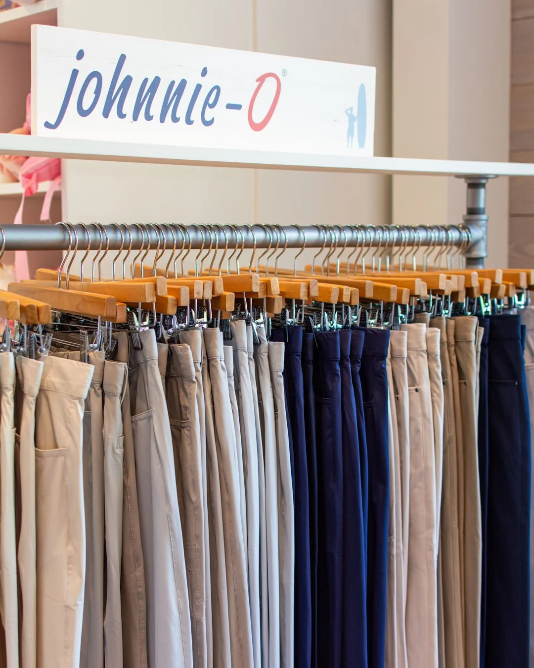 The Cross Country Flex pant is in the sweet spot between lifestyle and performance fabric. A little bit of stretch combined with a firmer hold to the shape. The Ronnie Jr. pullover hoodie from Johnnie-O just arrived. Pictured in navy and "thunde