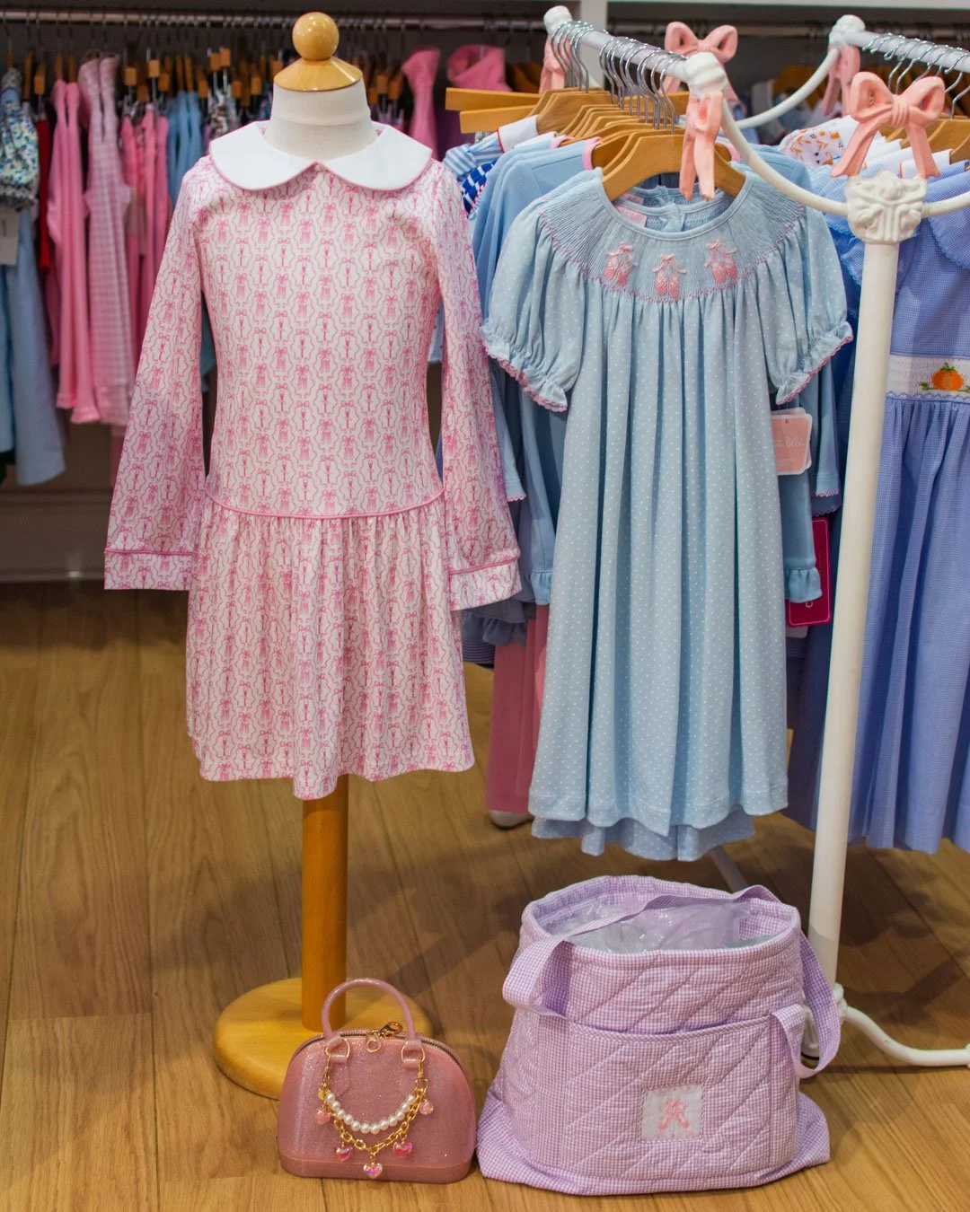 🩰 Two dresses for our Fancy Pants ballerinas. One from Lila and Hayes and the smocked dress from Petit Bebe.