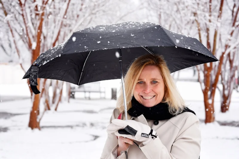 NCTE Executive Committee member Lisa Scherff Warren outside the Capital during Advocacy Day 2015, which we made a success in the midst of a blizzard that shut down the city