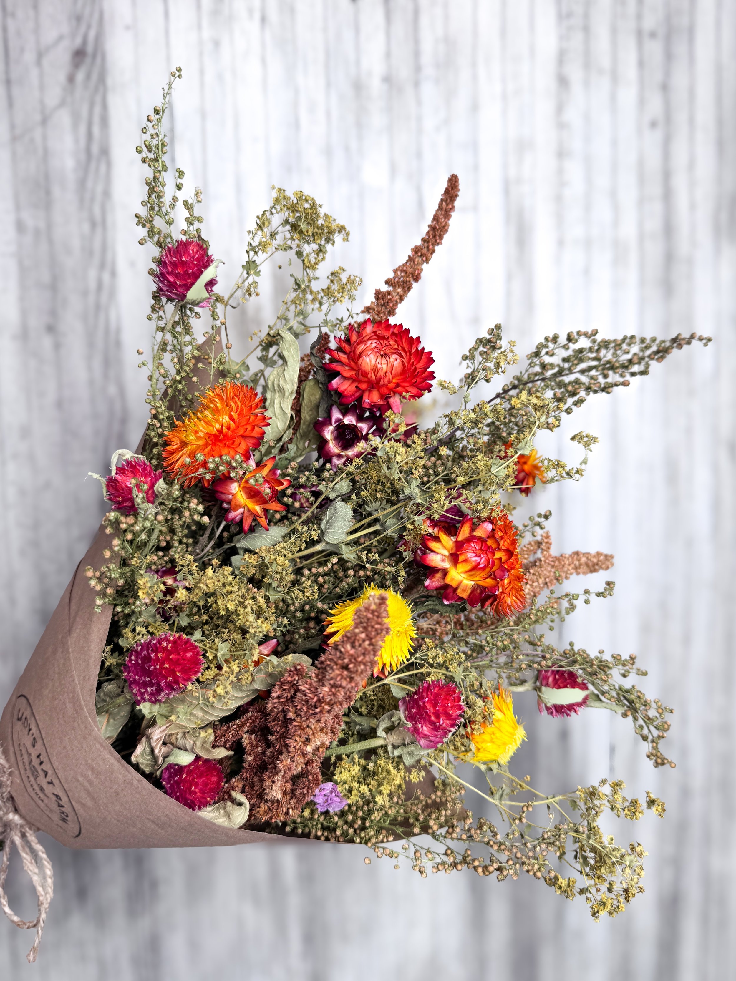Dried Flower Bouquet - Orange & Green