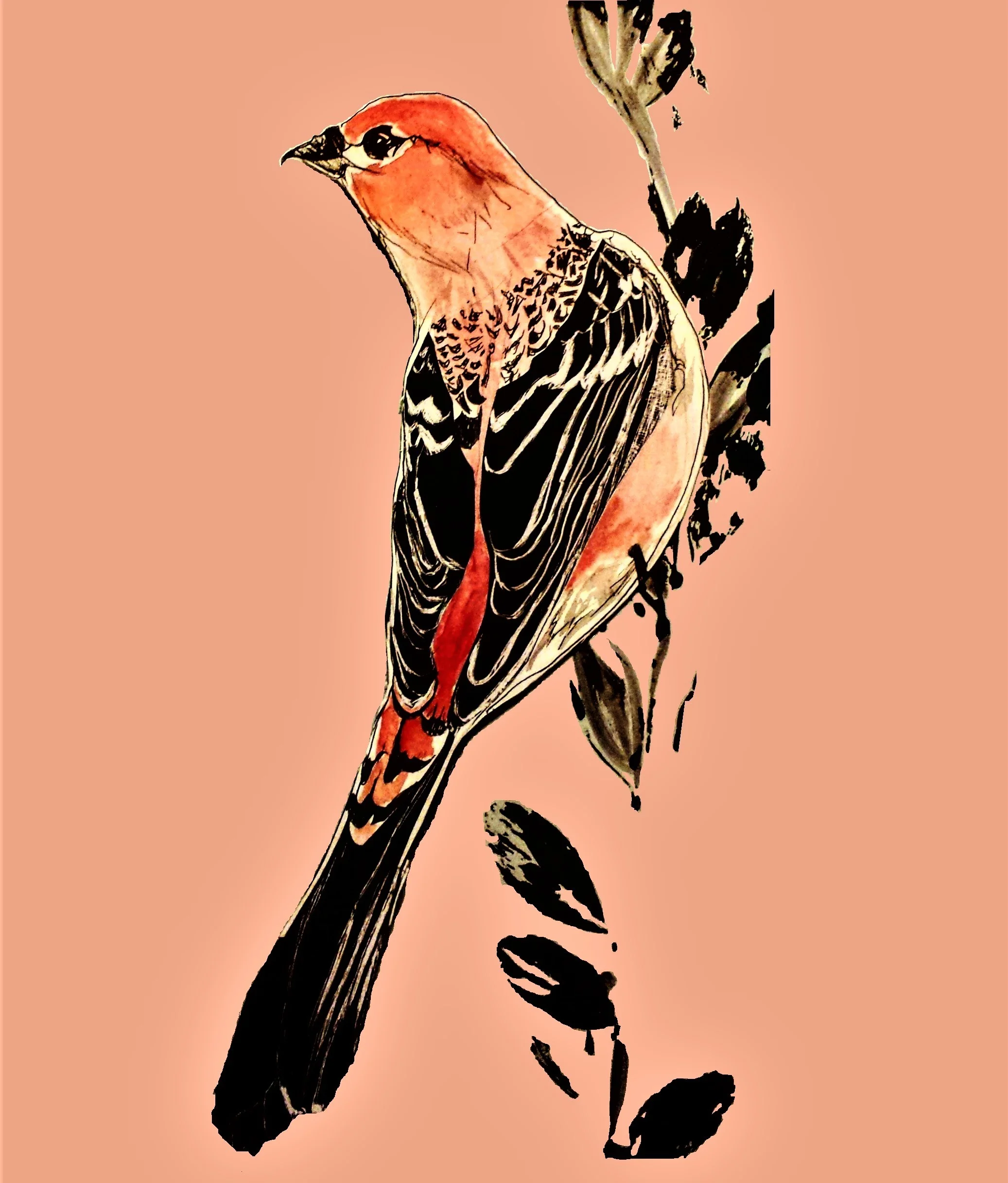 "Red Bird"8"x 9", mixed media, 2016