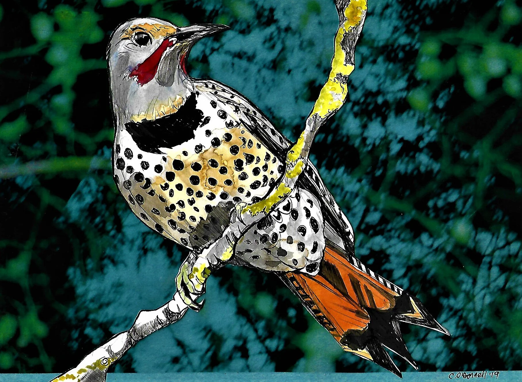 “Flicker II”6”x 8”, mixed media, 2019.