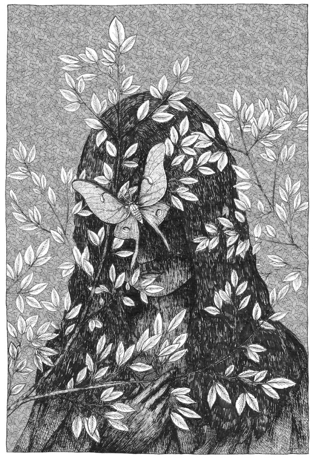 The Dark Mother is waiting for you. Illustration by Will Lytle, for the book Waking Up to the Dark by Clark Strand
