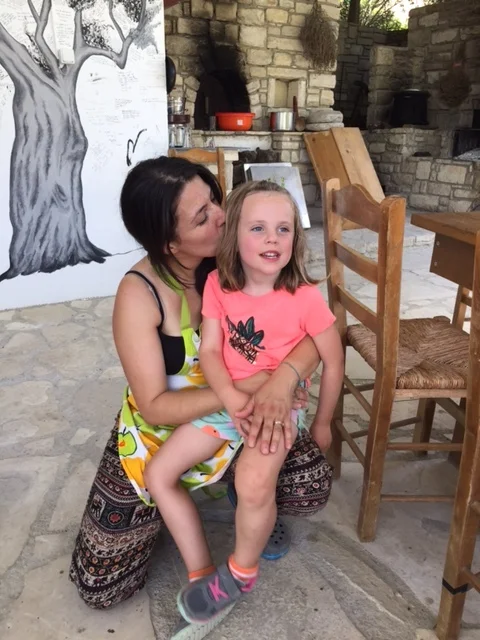 Claire gets a kiss from our wonderful hostess, Velina.