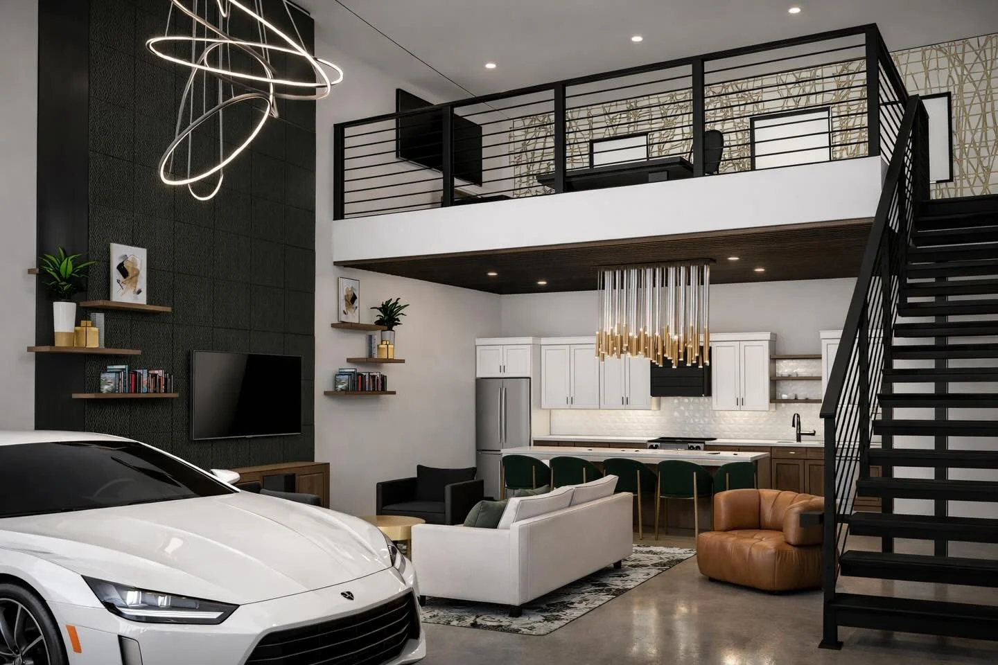 A look back at a project that blended design strategy with flexibility.

We were brought in by a developer to help design luxury garages available for purchase&mdash;spaces many owners transform into a workspace, showroom, or storage for their cars. 