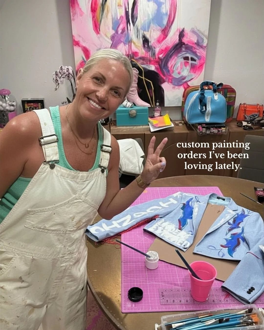 Custom painted blazers, jackets, neckties, and Louis Vuitton bags &mdash; each one started as something beautiful and ended as something completely one of a kind.

There's something I love about taking a piece that already carries a story and adding 