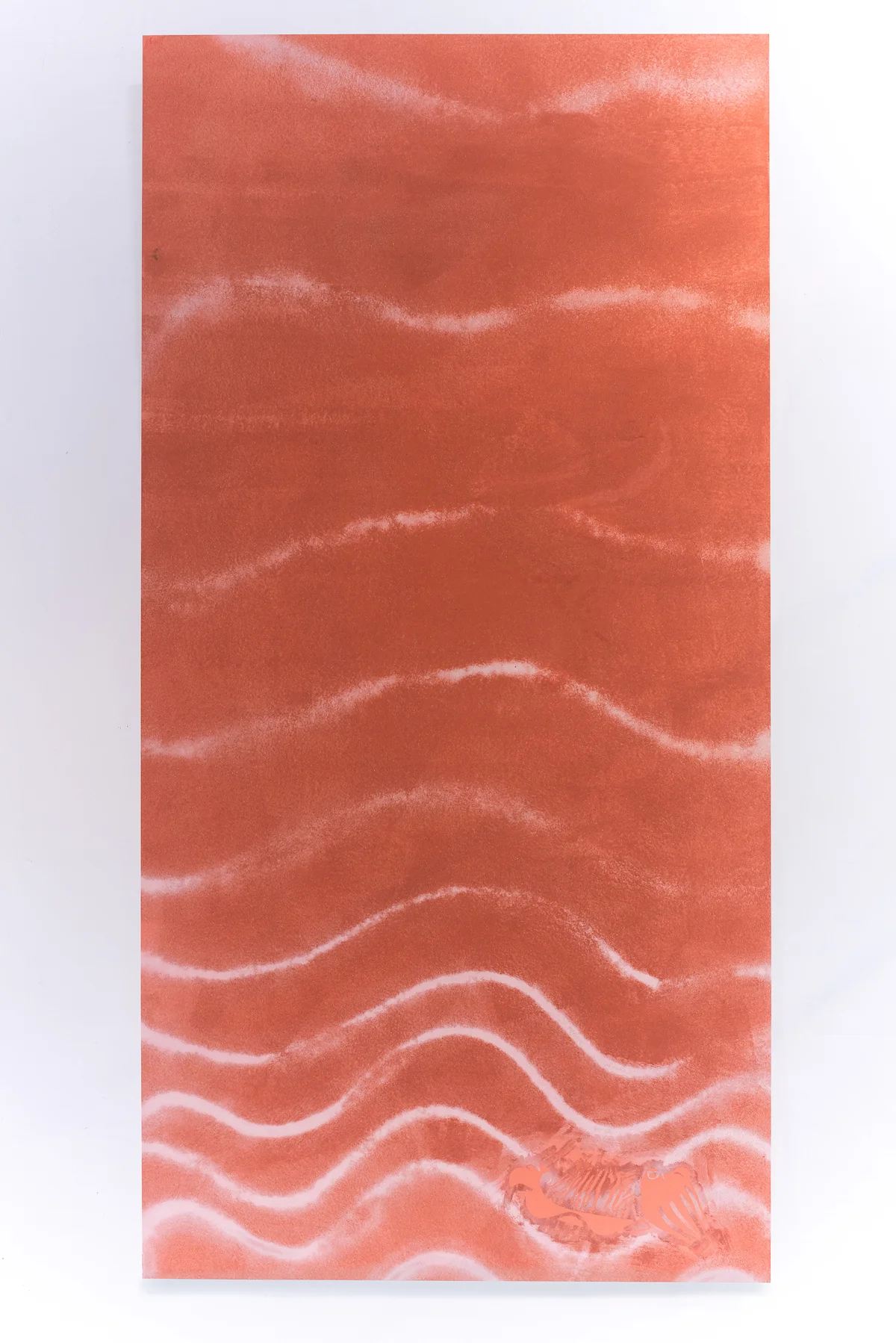 Thomas Macker Shape Shift (waves) Reflective glass beads and latex paint on panel, shop lights