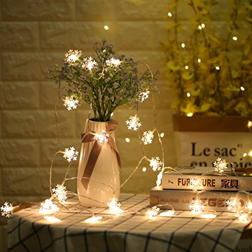 Decorative String Lights Snowflake Warm White 6M 40 LED Battery Operated Remote Control Timing Device Waterproof starfish Shaped Indoor outdoor Used for Christmas  Party  Wedding  New Year Decorations - B076BB7M5R.jpg