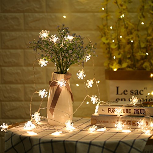 Decorative String Lights Snowflake Warm White 6M 40 LED Battery Operated Remote Control Timing Device Waterproof starfish Shaped Indoor outdoor Used for Christmas Party Wedding New Year Decorations - B076BB7M5R.jpg