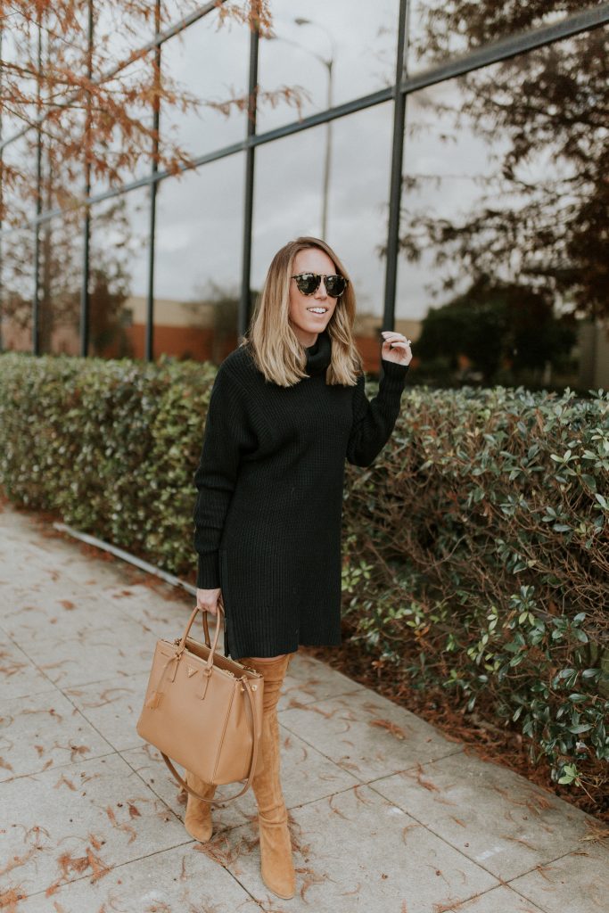 black sweater dress