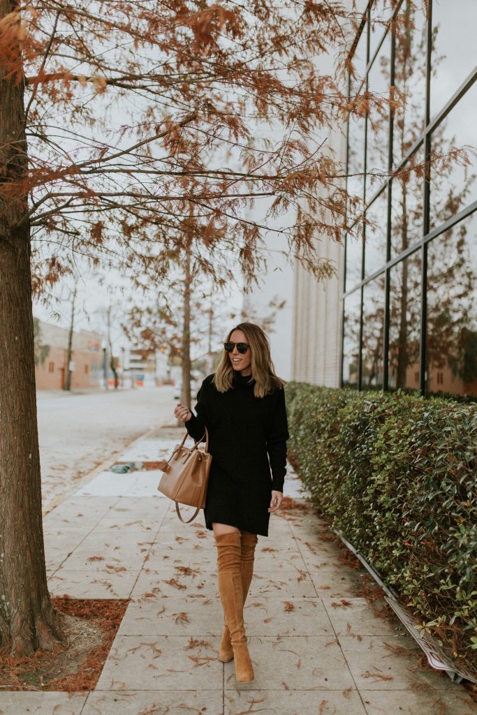 Winter Outfit Ideas: Sweater Dress + OTK Boots