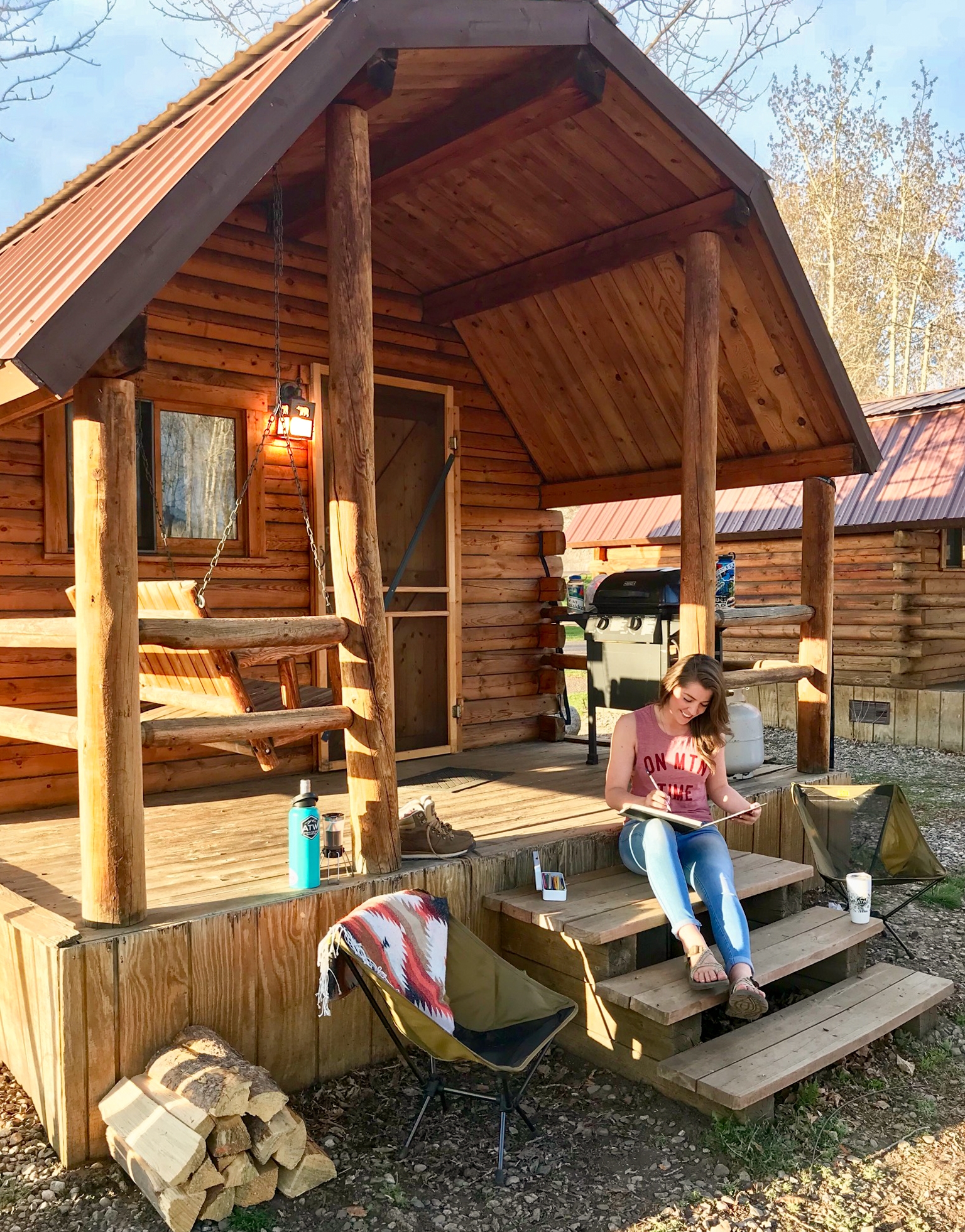 Drawing up some new designs on our neighbors cozy cabin porch. Thank you, friends!