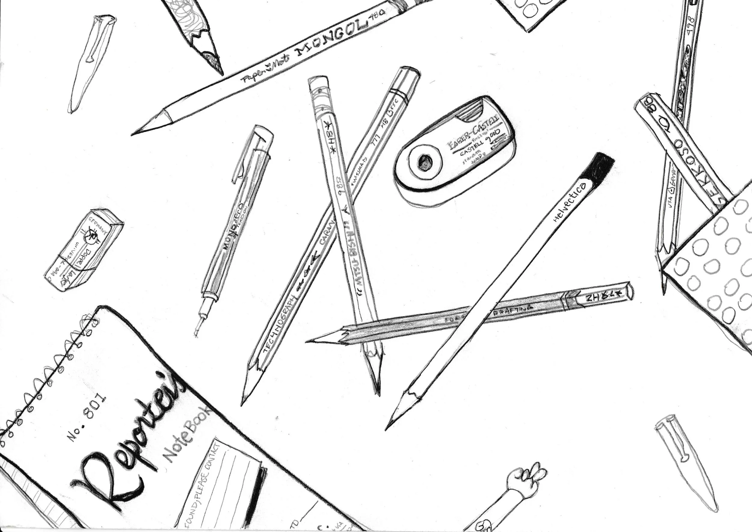 Depicted Above: Curated Contents of Pencil Boxes 1 and 2